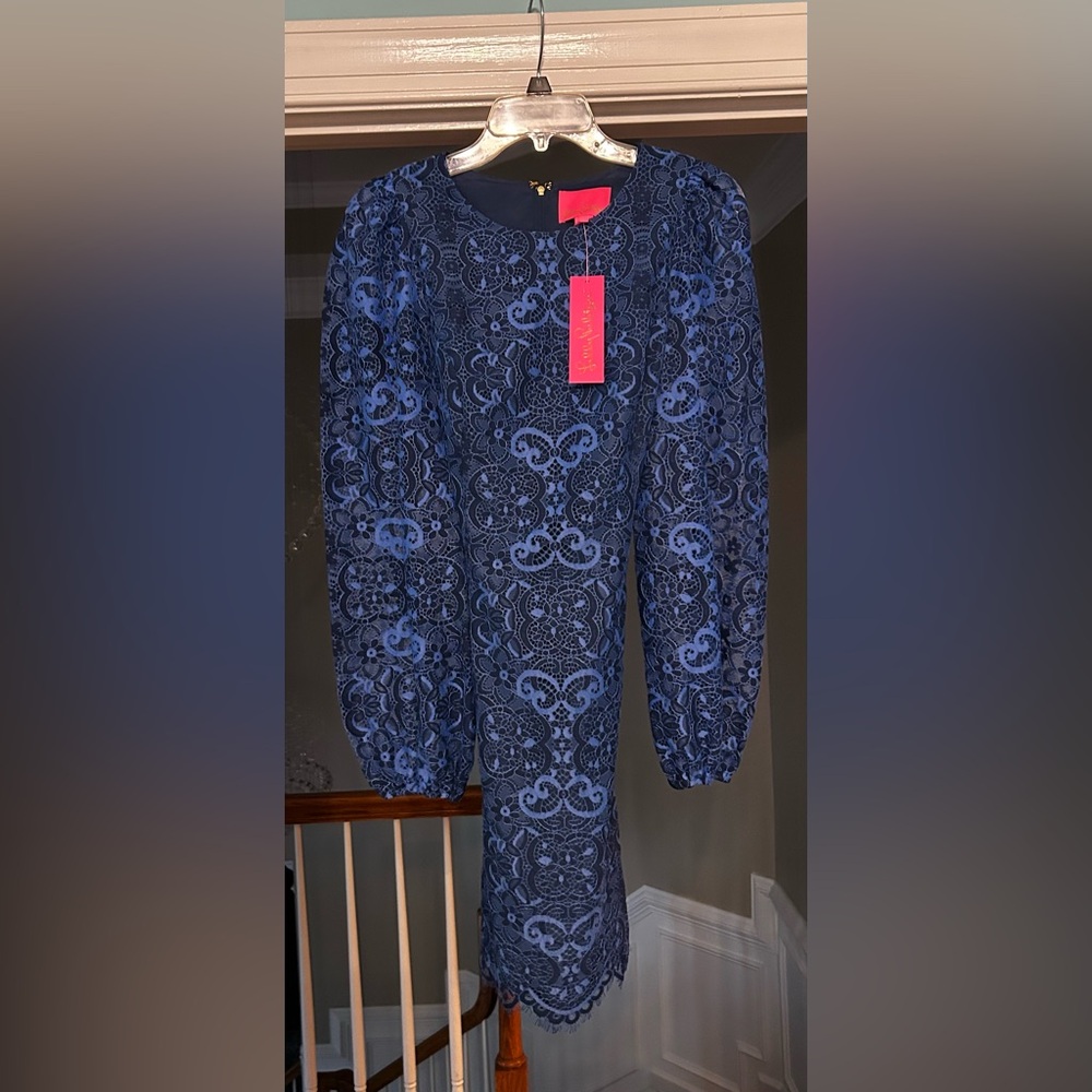Lilly Pulitzer Navy and Royal Blue Lace Dress